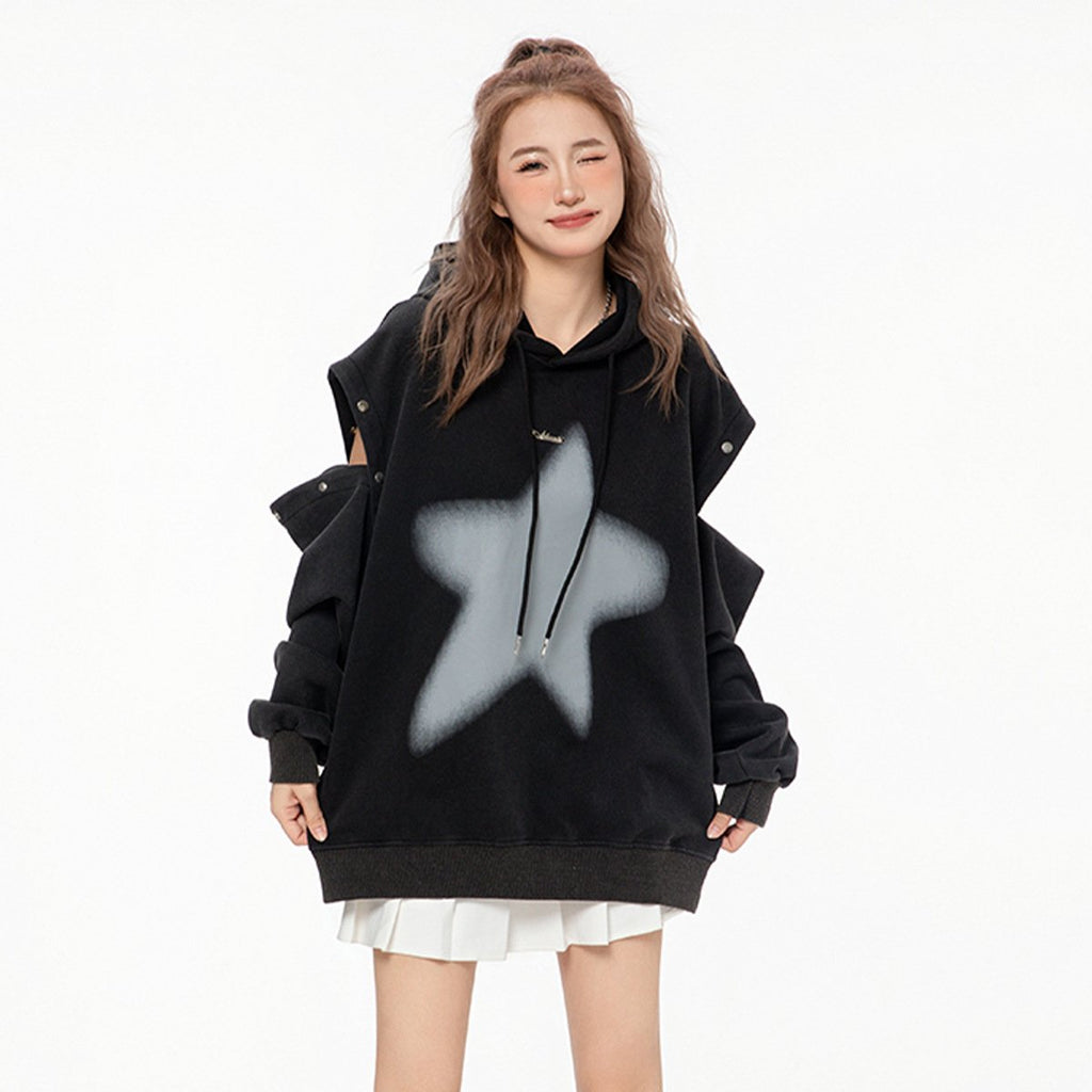 American-style Distressed Detachable Sweater for Couples