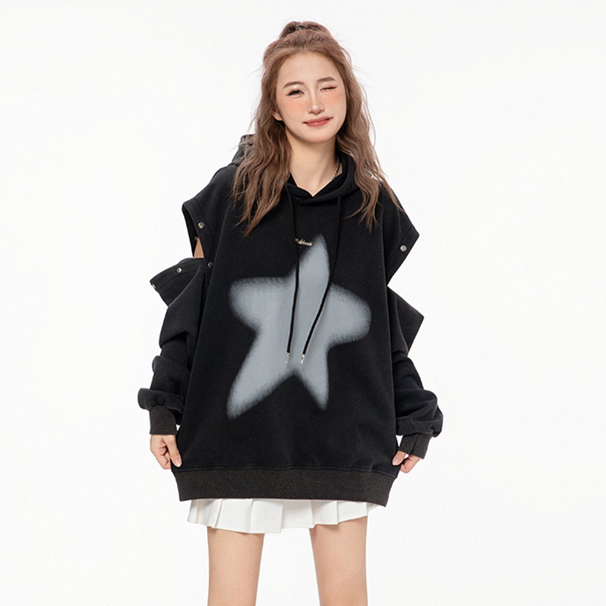 American-style Distressed Detachable Sweater for Couples