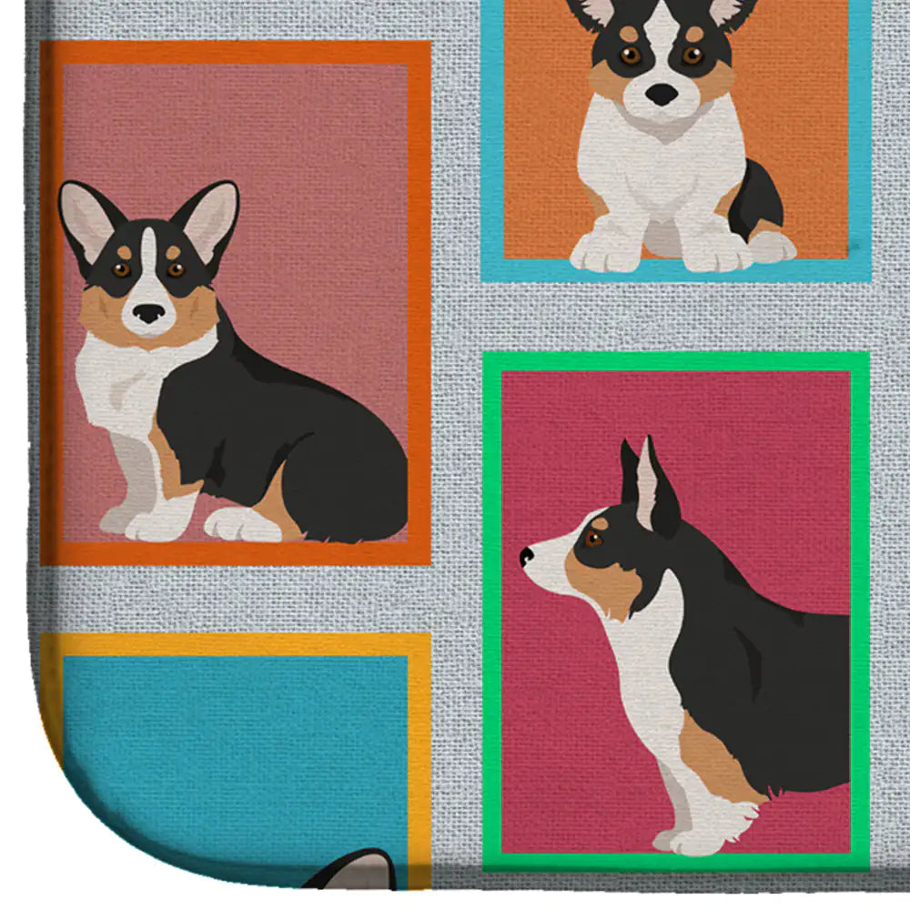 Lots of Tricolor Cardigan Corgi Dish Drying Mat