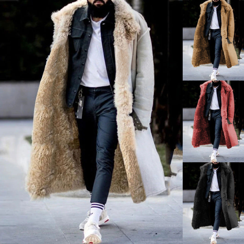 Furry Lapel Coat in Thick Velvet for Autumn/Winter