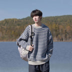 Retro Striped Knit Sweater for Men and Women