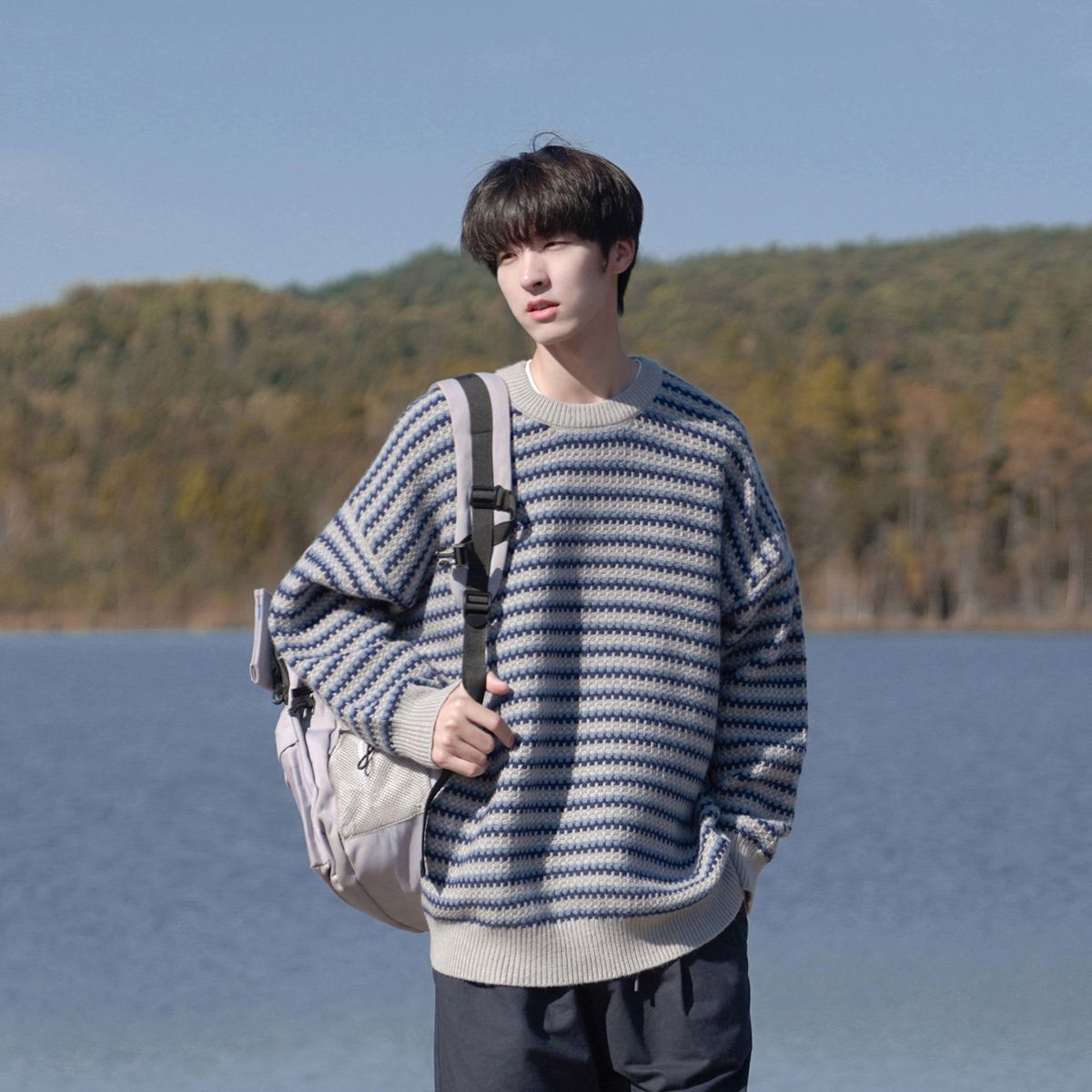 Retro Striped Knit Sweater for Men and Women