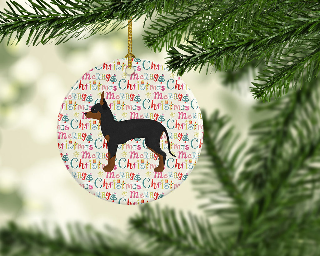 English Toy Terrier #1 Merry Christmas Ceramic Ornament