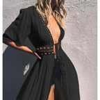 Lace Trim Tie Cardigan and Bikini Cover-Up