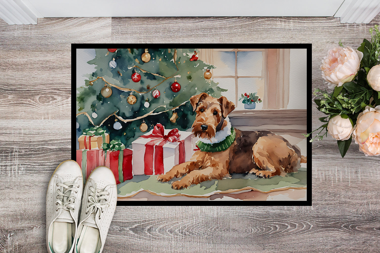 Airedale Terrier Cozy Christmas Doormat