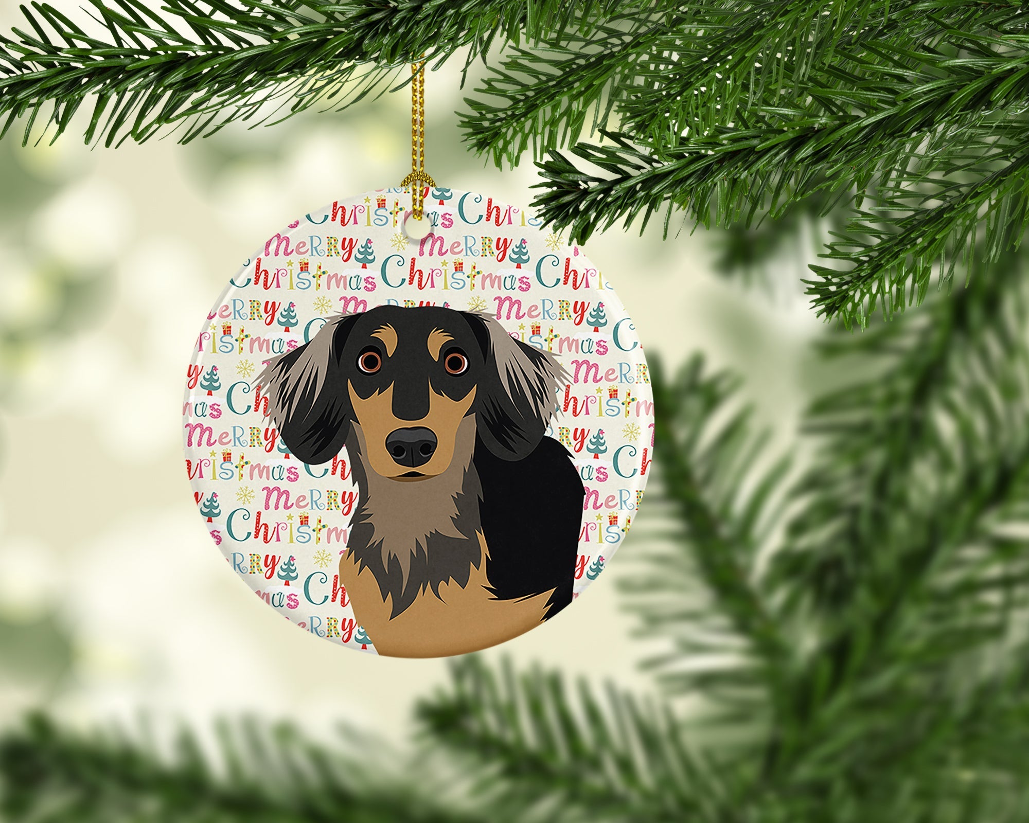 Chihuahua Black and Tan #4 Christmas Ceramic Ornament