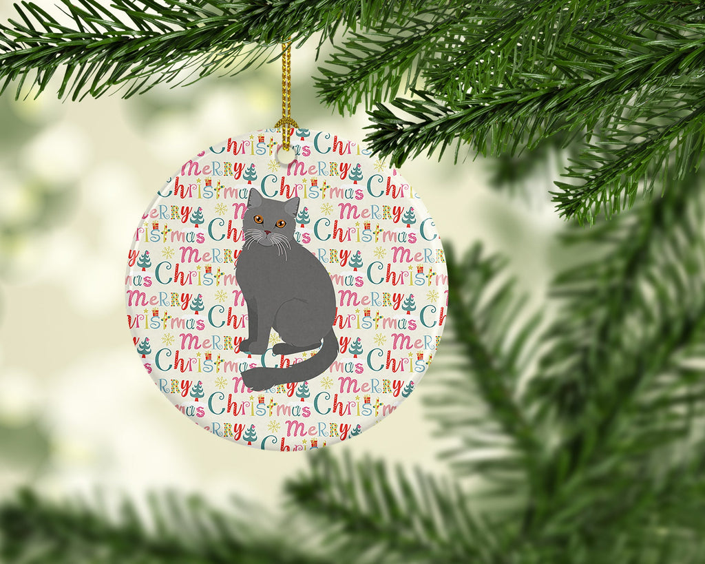 British Semi Longhair Cat Christmas Ceramic Ornament