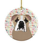 English Bulldog Lilac Tricolor Christmas Ceramic Ornament