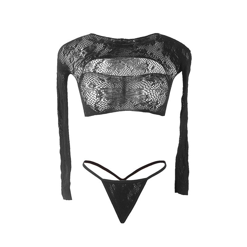 Plus Size Women's Fishnet Lingerie Set with Bra & Panty