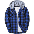 Men's Hooded Checkered Flannel Shirt - Elegant Fashion
