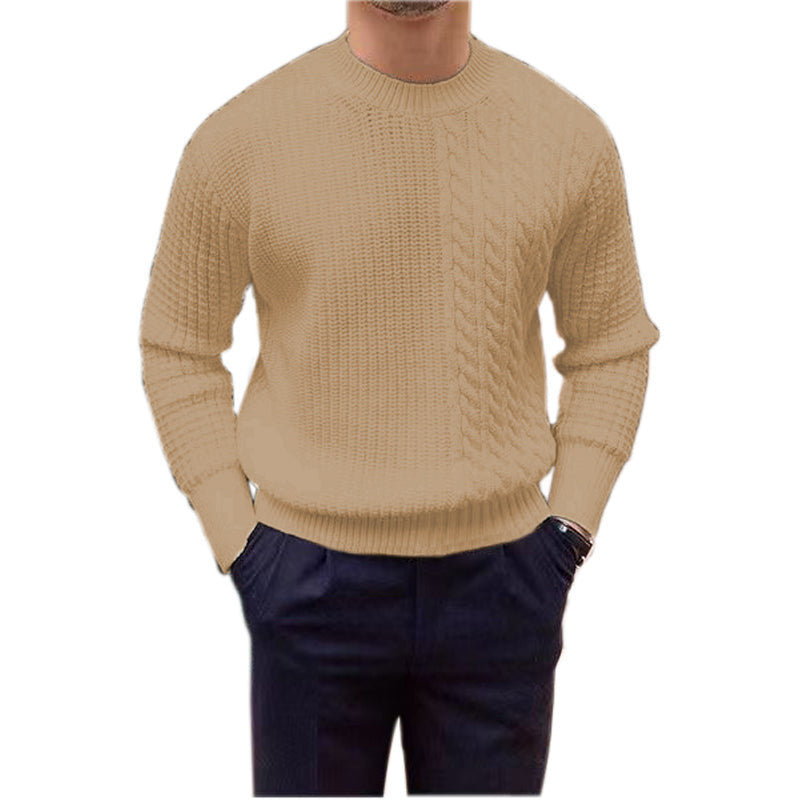 Men's Knitted Sweater with Twisted String Design