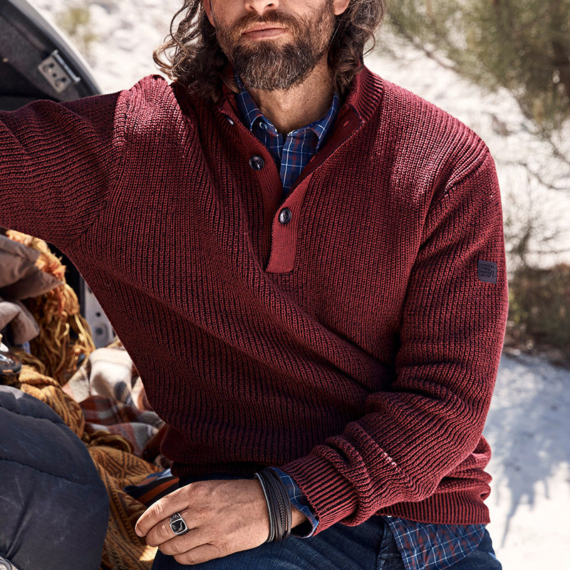 Men's European and American Knitted Sweater Coat