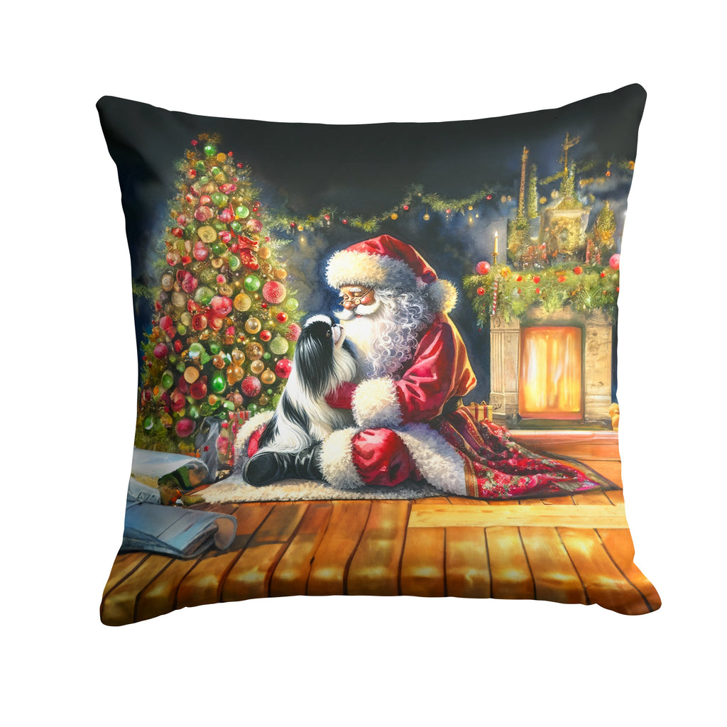 Japanese Chin and Santa Claus Throw Pillow