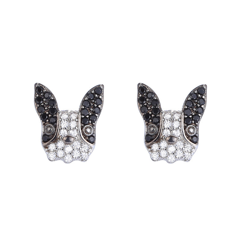 French Bulldog Rhinestone Stud Earrings