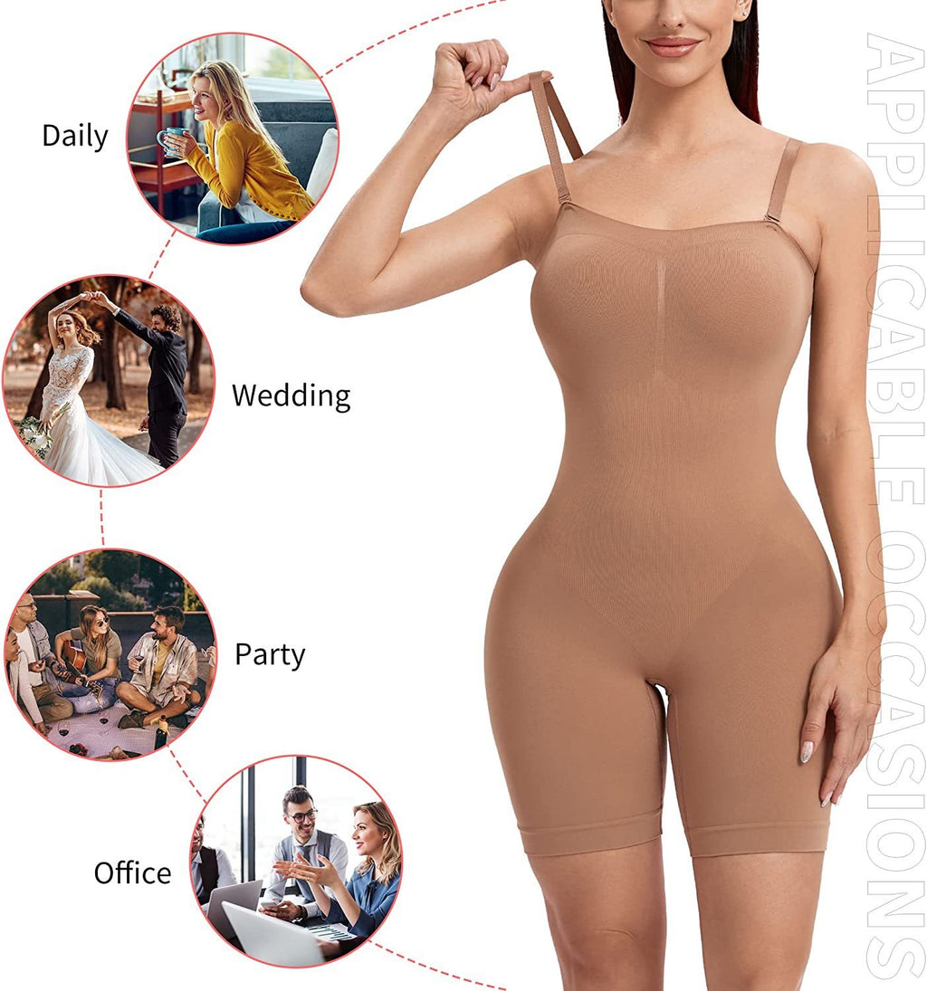 Women's Push Up Support Corset Bodysuit with Detachable Straps