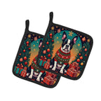 Boston Terrier Christmas Pair of Pot Holders