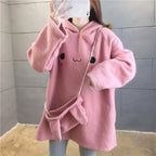 Cute Long Rabbit Ears Lamb Wool Hooded Sweater