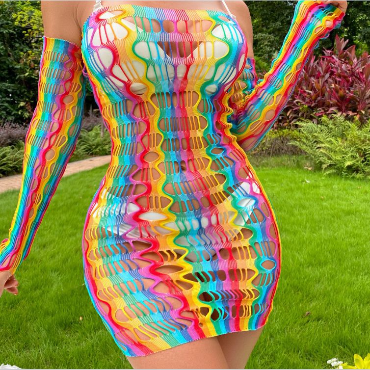 CS11 Rainbow Color Lingerie and Skirt Set (3 Pieces)