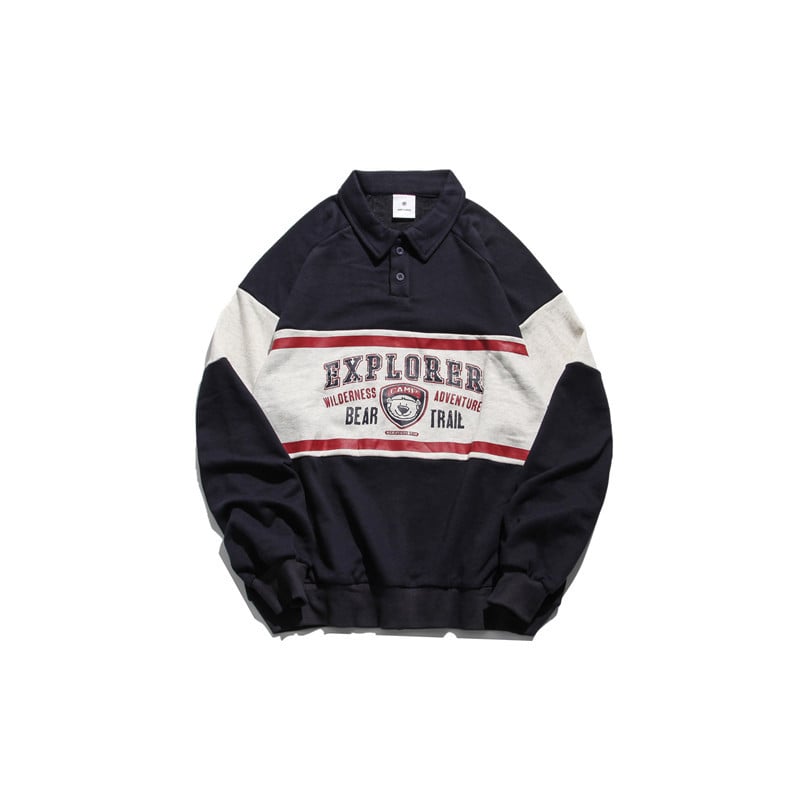 Versatile Polo Collar Sweatshirt for College Couples | Streetwear