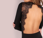 Lace Bodysuit with Open Back and Fitted Design