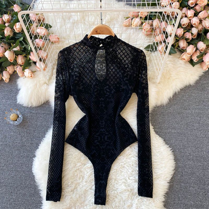 Trendy Floral Long Sleeve Bodysuit T-Shirt for Women