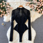 Trendy Floral Long Sleeve Bodysuit T-Shirt for Women
