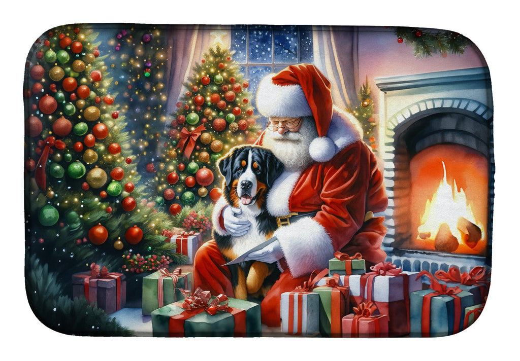 Greater Swiss Mountain Dog and Santa Claus Dish Drying Mat