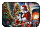 Greater Swiss Mountain Dog and Santa Claus Dish Drying Mat
