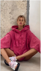Women's Casual Distressed Print Hoodie | Streetwear
