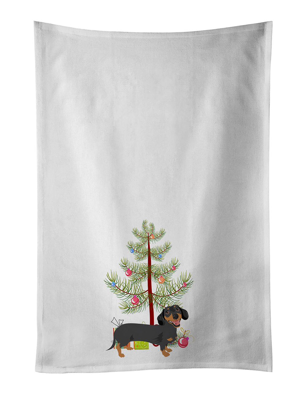 Dachshund Black and Tan #3 Christmas Kitchen Towel Set of 2