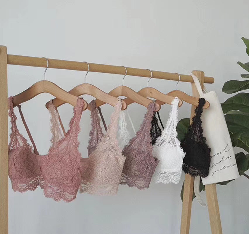 Lace Strapless Wireless Women's Fashion Bra Set