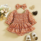 Autumn Floral Chiffon Butterfly Baby Bodysuit Dress