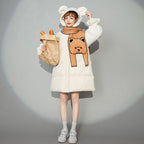 Student Mid-Length Hooded Bread Jacket Coat
