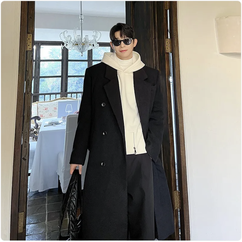 Double Breasted Temperament Woolen Coat