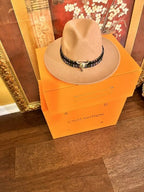Wool Fedora Hat With Punk Ribbon | Embroidered Cap