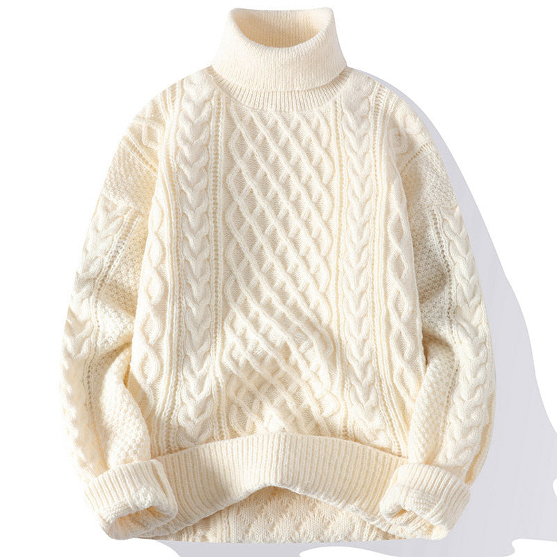 Vintage Jacquard Thick Turtleneck Sweater for Men