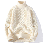Vintage Jacquard Thick Turtleneck Sweater for Men