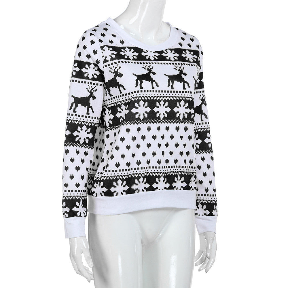 Christmas Reindeer Print Hoodie Sweatshirt | Streetwear