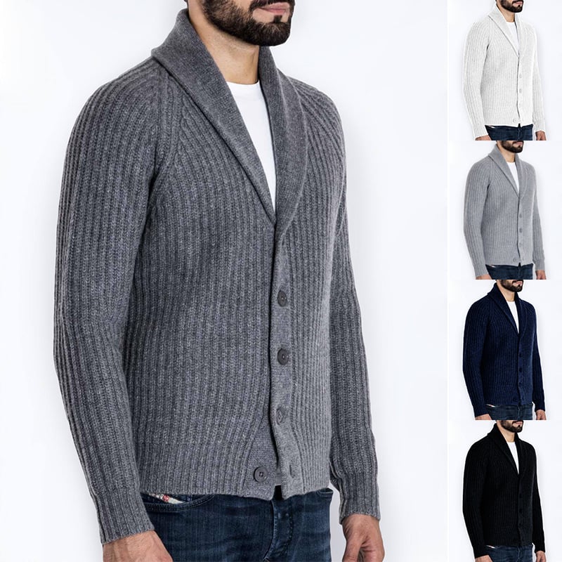Men's Long Sleeve Knitted Cardigan Sweater