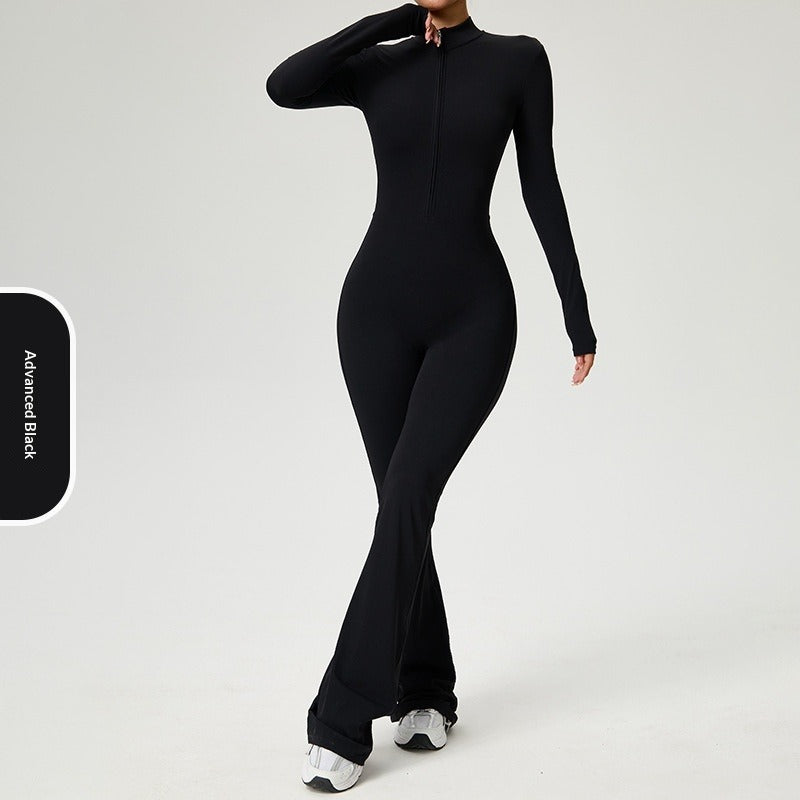 Zip-Up Long Sleeve Yoga Bodysuit