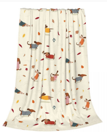 Dog Print Blanket - Fleece Throw (Single Item)