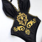 Trendy Women's One-Piece Swimsuit with Chain Print