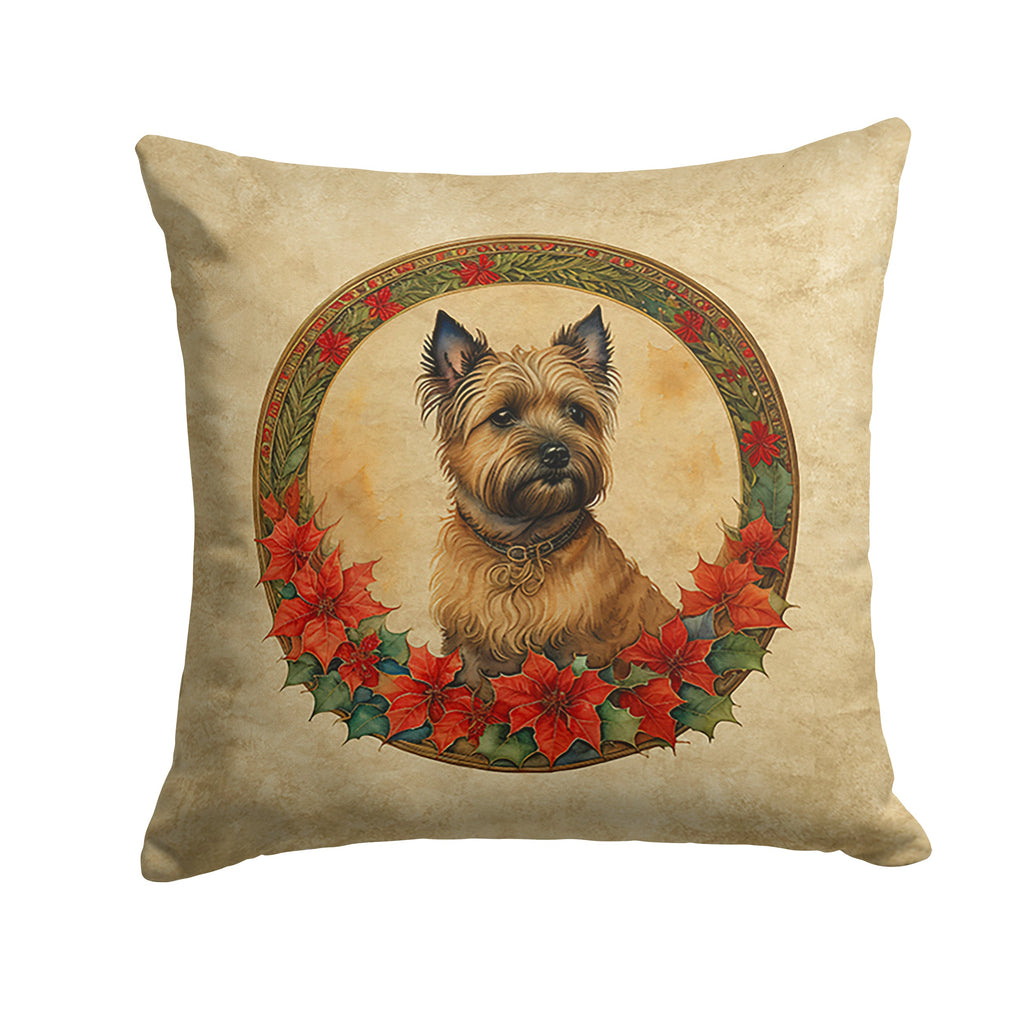 Cairn Terrier Christmas Flowers Throw Pillow