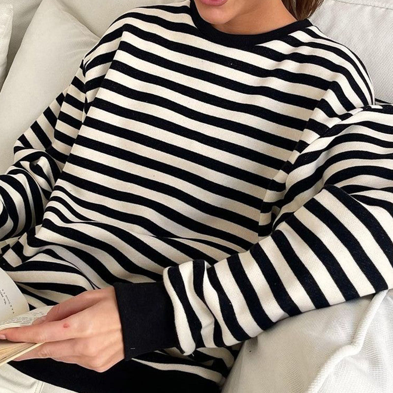 Yiyiyouni Women's Thick Striped Knitted Pullover | Streetwear
