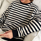 Yiyiyouni Women's Thick Striped Knitted Pullover | Streetwear