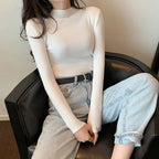 2023 Korean Slim Fit Turtleneck Knit Top for Women