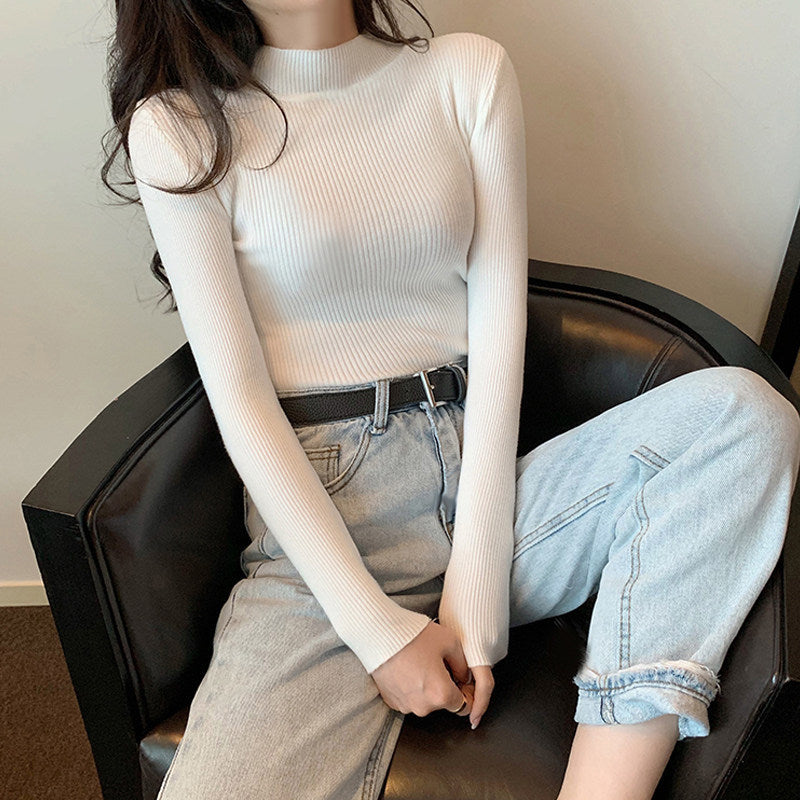 2023 Korean Slim Fit Turtleneck Knit Top for Women