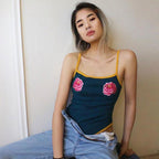 Romper with Tank Top and Rose Design
