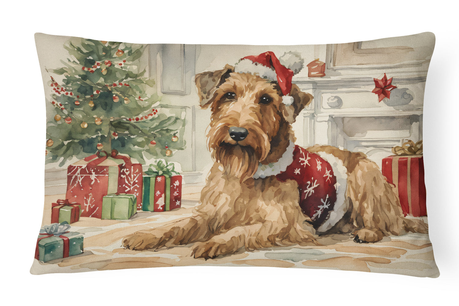 Airedale Terrier Christmas Throw Pillow
