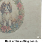 English Toy Spaniel Christmas Flowers Glass Cutting Board